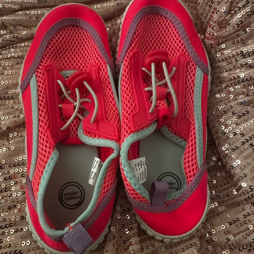 wonder nation Coral-Pink Mesh Sneakers with Mint & Lavender Accents